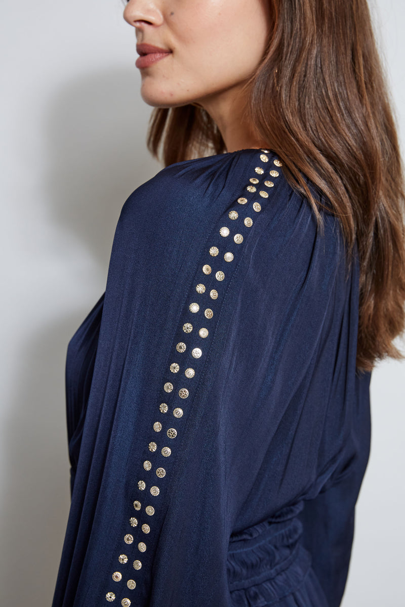 T-Tahari Studded Long Sleeve Midi Dress