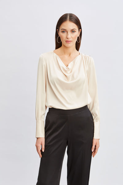 T-Tahari Satin Cowl Jewel Top Image 3