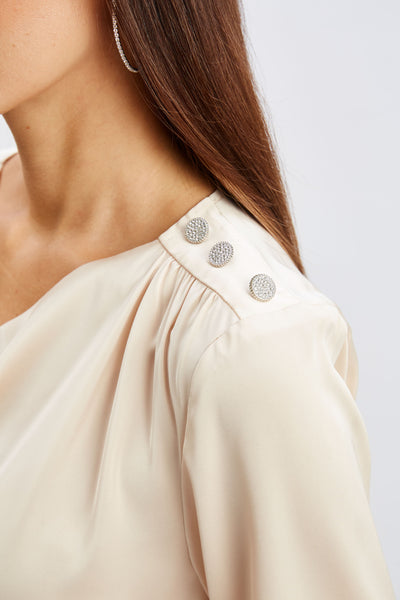 T-Tahari Satin Cowl Jewel Top Image 5