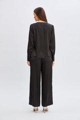 T-Tahari Satin Cowl Jewel Top