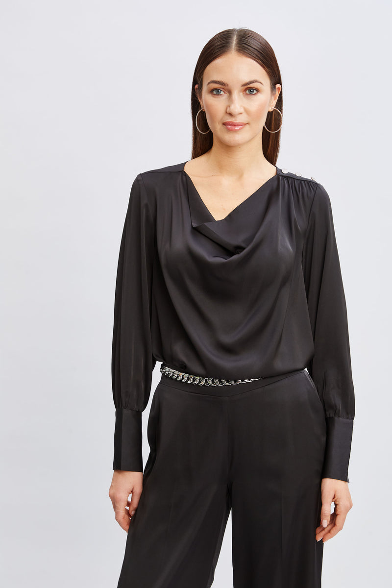 T-Tahari Satin Cowl Jewel Top
