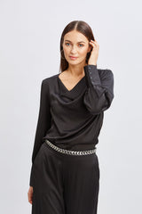 T-Tahari Satin Cowl Jewel Top