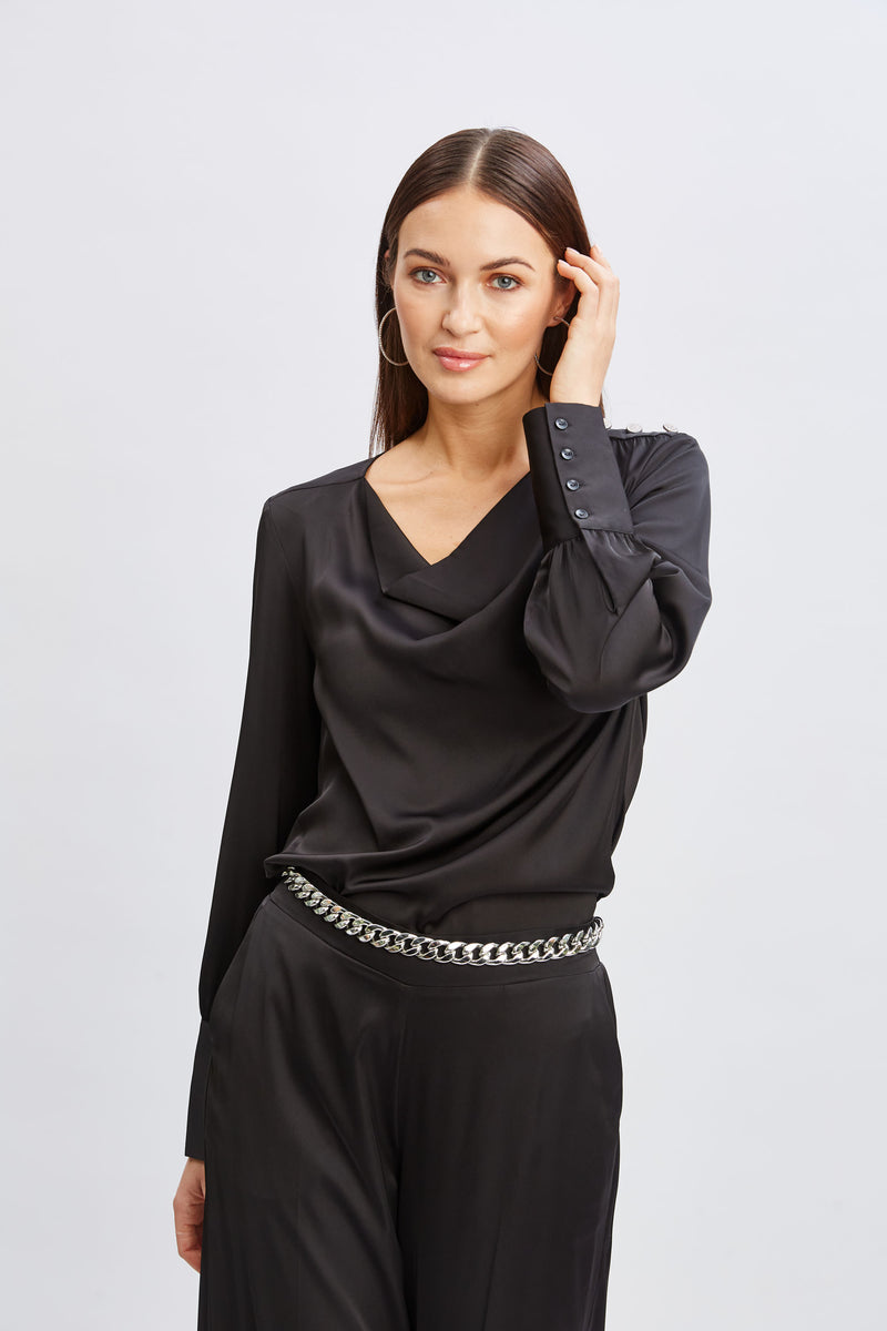 T-Tahari Satin Cowl Jewel Top
