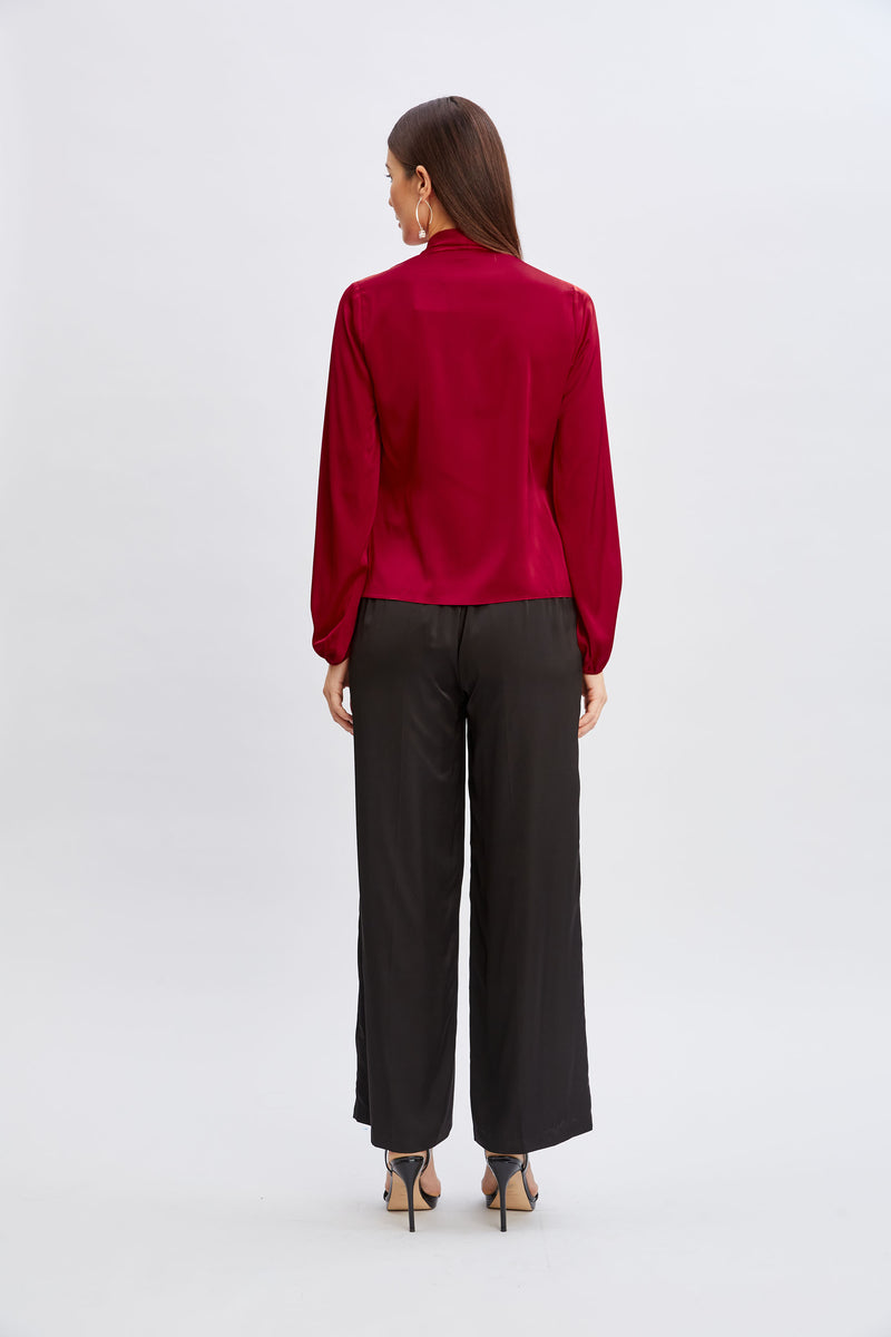T-Tahari Faux Wrap Satin Top