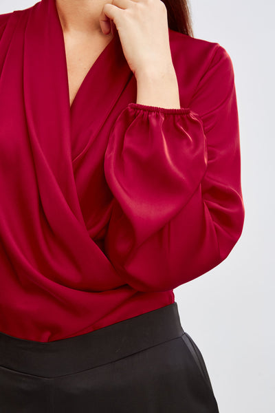 T-Tahari Faux Wrap Satin Top Image 3