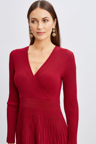 T-Tahari Lurex Mock Wrap Sweater Dress Image 4