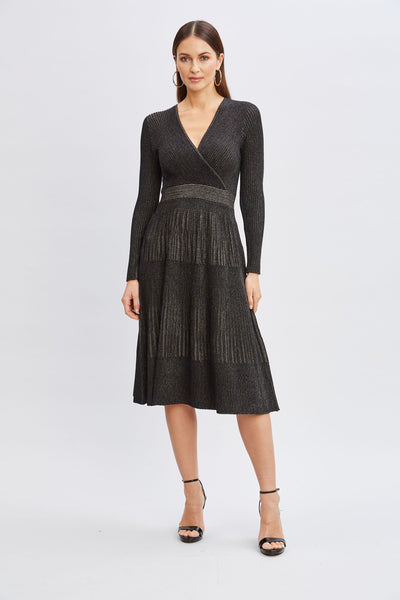 T-Tahari Lurex Mock Wrap Sweater Dress Image 1