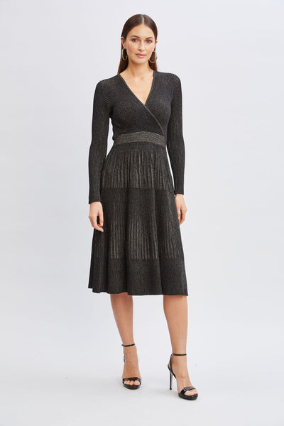 T-Tahari Lurex Mock Wrap Sweater Dress Image 4