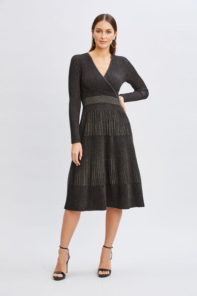 T-Tahari Lurex Mock Wrap Sweater Dress Image 3