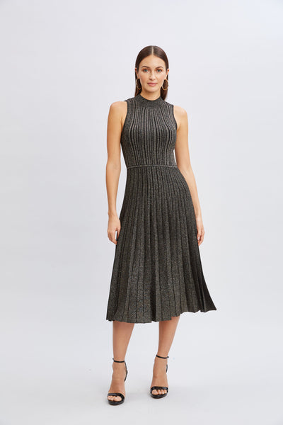 T-Tahari Metallic Mock Neck Dress Image 3
