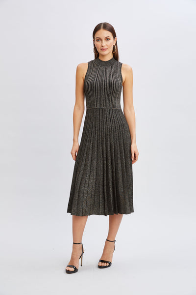 T-Tahari Metallic Mock Neck Dress Image 1