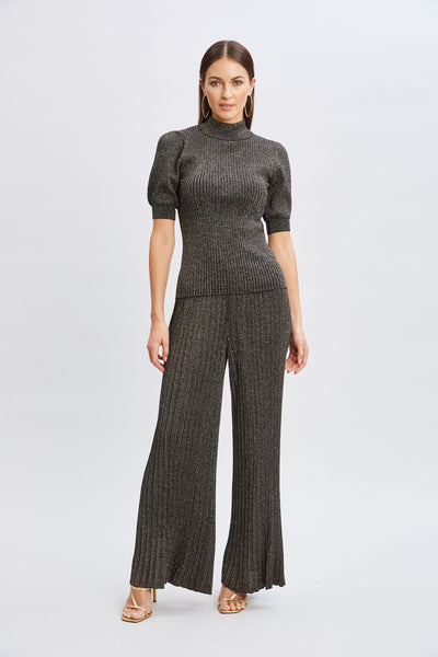 T-Tahari Puff Sleeve Metallic Sweater Image 2