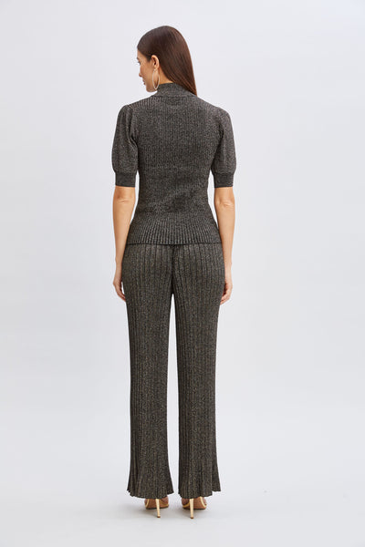 T-Tahari Puff Sleeve Metallic Sweater Image 4