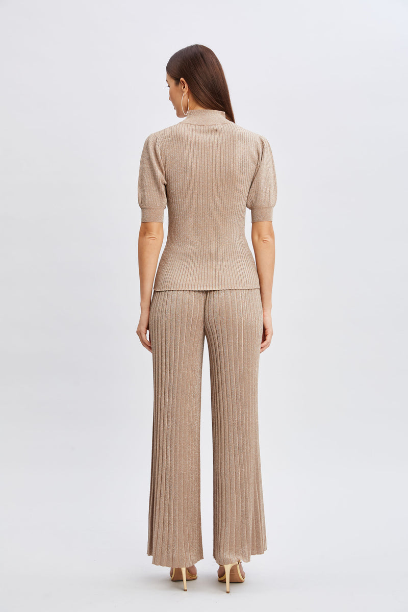 T-Tahari Puff Sleeve Metallic Sweater