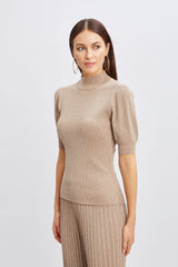 T-Tahari Puff Sleeve Metallic Sweater