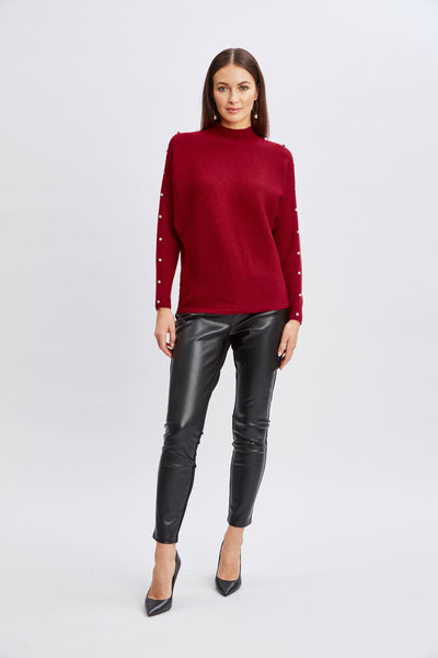 T-Tahari Crystal Sleeve Metallic Sweater Image 2