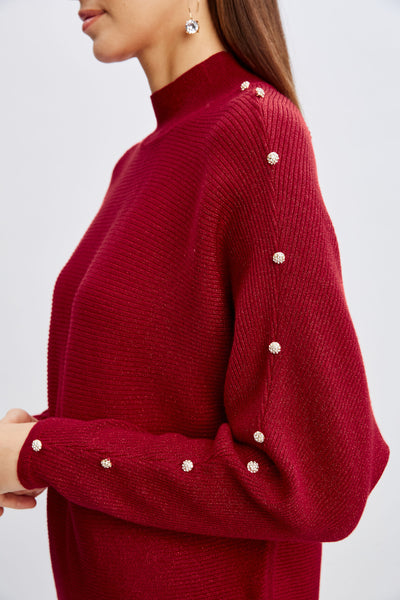 T-Tahari Crystal Sleeve Metallic Sweater Image 4