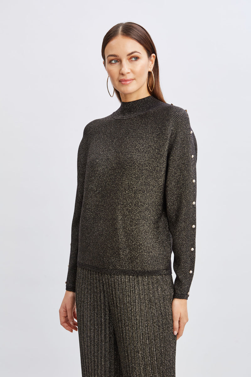 T-Tahari Crystal Sleeve Metallic Sweater Elie Tahari T-Tahari Crystal Sleeve Metallic Sweater Elie Tahari