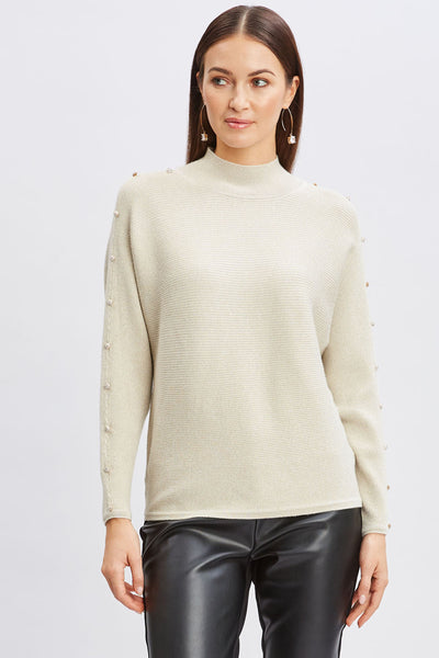 T-Tahari Crystal Sleeve Lurex Sweater Image 3