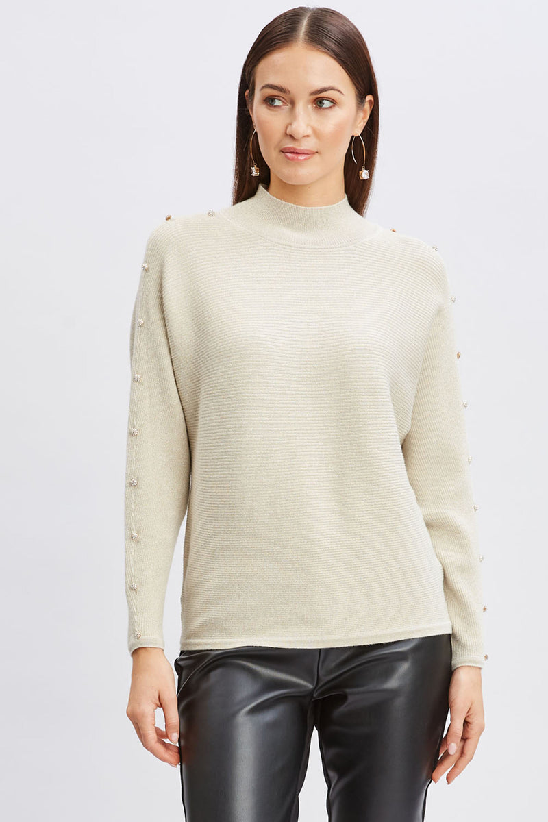 T-Tahari Crystal Sleeve Lurex Sweater – Elie Tahari