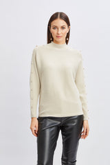 T-Tahari Crystal Sleeve Lurex Sweater