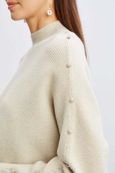 T-Tahari Crystal Sleeve Lurex Sweater Image 5