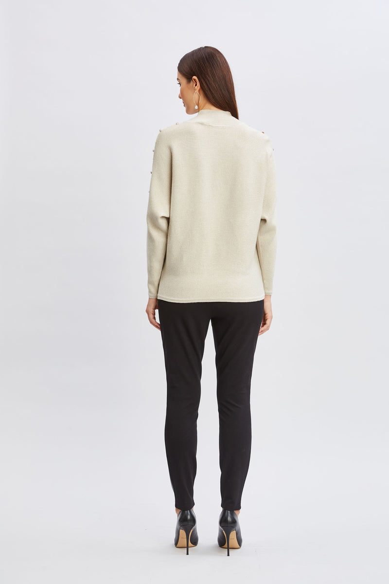 T-Tahari Crystal Sleeve Lurex Sweater