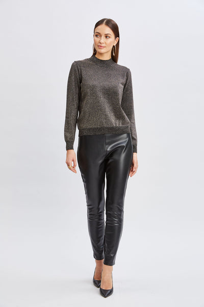 T-Tahari Metallic Mock Neck Sweater Image 2