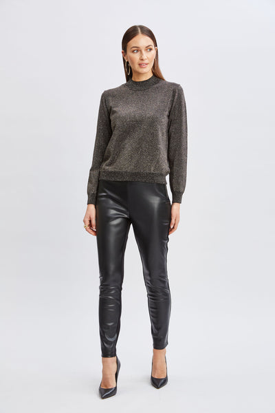 T-Tahari Metallic Mock Neck Sweater Image 4