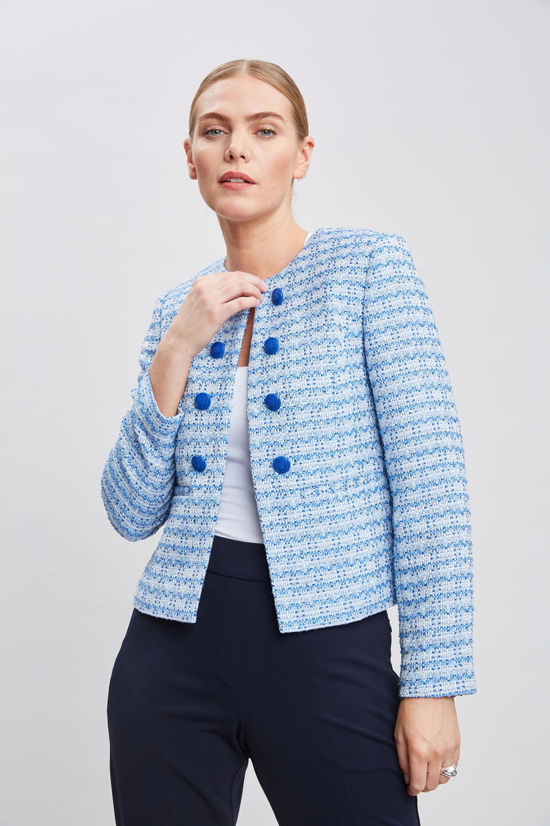 T-Tahari Tweed Button Jacket