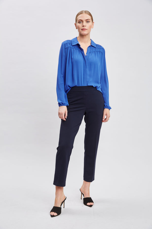 T-Tahari Shirred Button Down Shirt