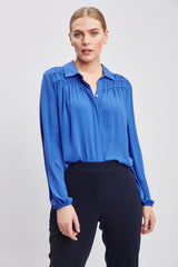 T-Tahari Shirred Button Down Shirt
