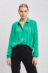 T-Tahari Shirred Button Down Shirt
