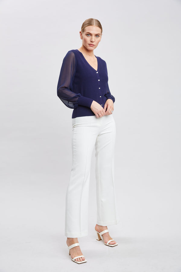T-Tahari Chiffon Sleeve Cardigan