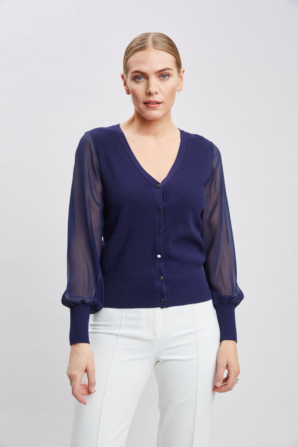 T-Tahari Chiffon Sleeve Cardigan