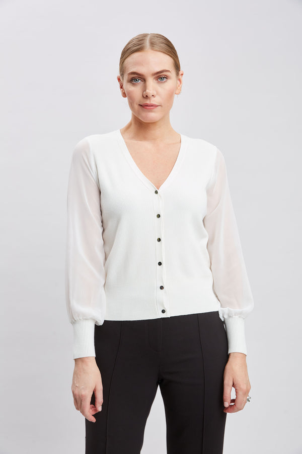 T-Tahari Chiffon Sleeve Cardigan