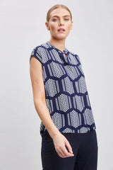 T-Tahari Sleeveless Dot Shirt