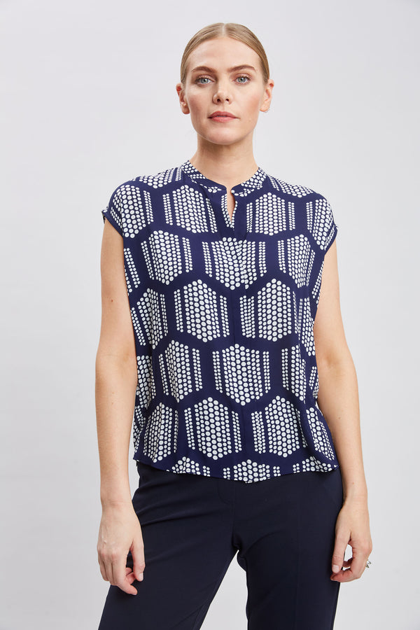T-Tahari Sleeveless Dot Shirt
