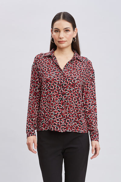 T-Tahari Heart Link Print Shirt Image 1