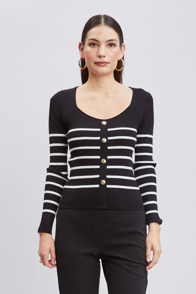 T-Tahari Sweetheart Stripe Sweater Image 1