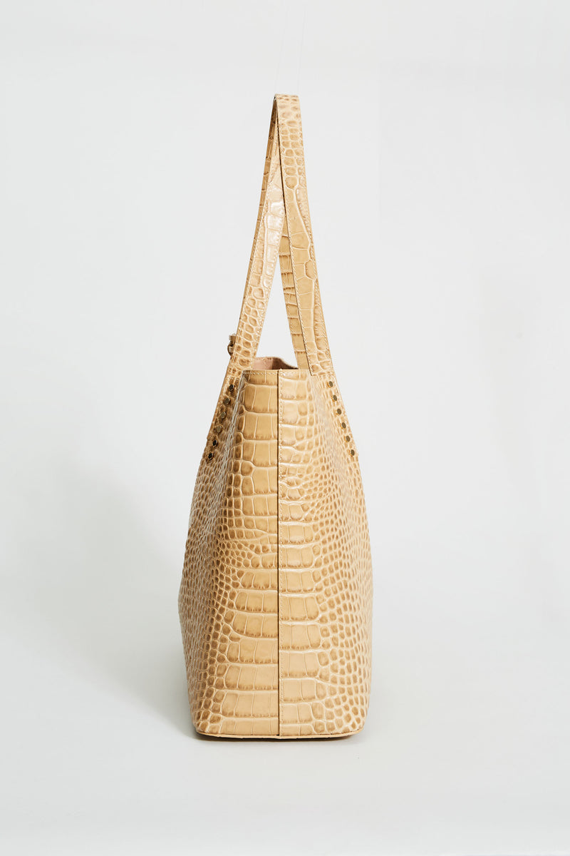 Crocodile Embossed Leather Tote