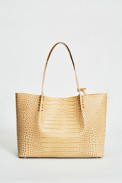Crocodile Embossed Leather Tote Image 1