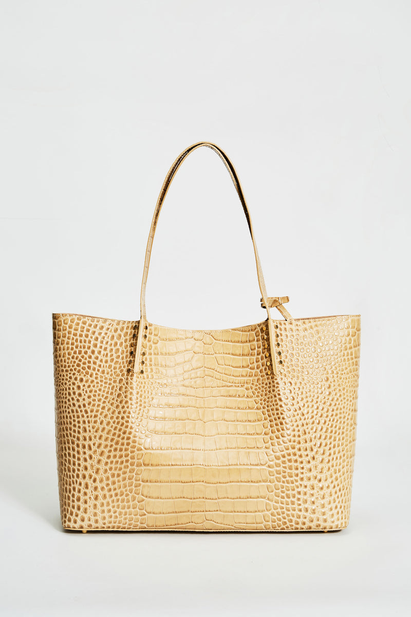 Crocodile Embossed Leather Tote