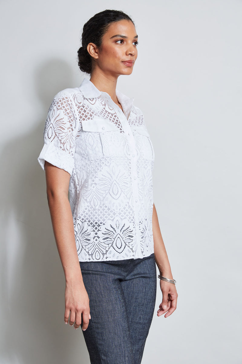 Short Sleeve Lace Utility Shirt