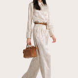 Terra Linen Jacquard Button Down Blouse