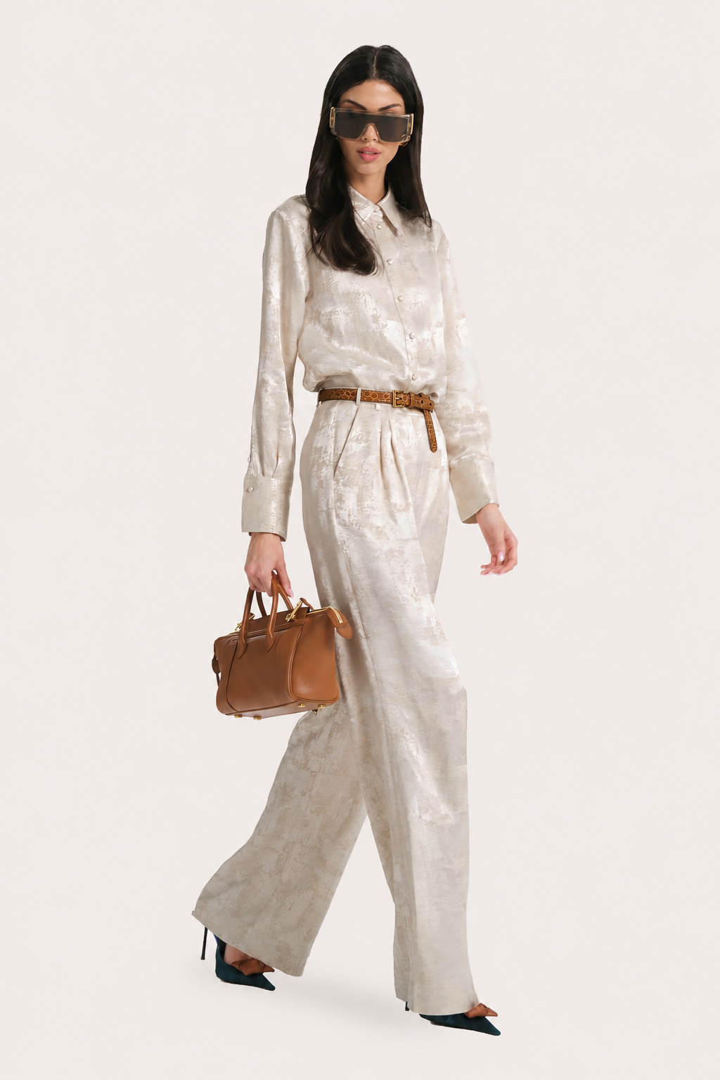 Terra Jacquard Button Down Blouse
