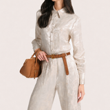 Terra Linen Jacquard Button Down Blouse