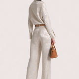 Terra Linen Jacquard Button Down Blouse