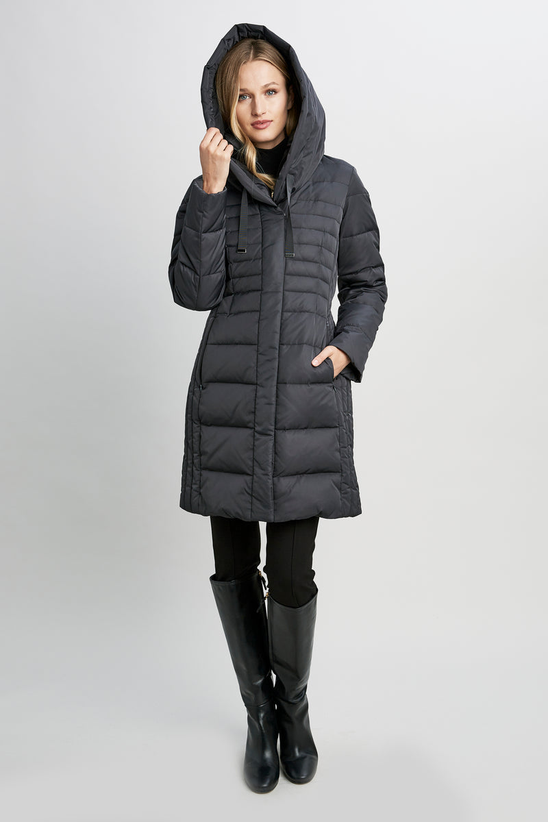 Tahari Double Layer Long Puffer Coat