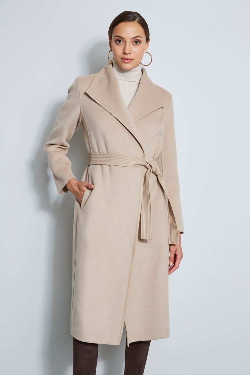 Tahari Long Double Face Wool Blend Wrap Coat – Elie Tahari